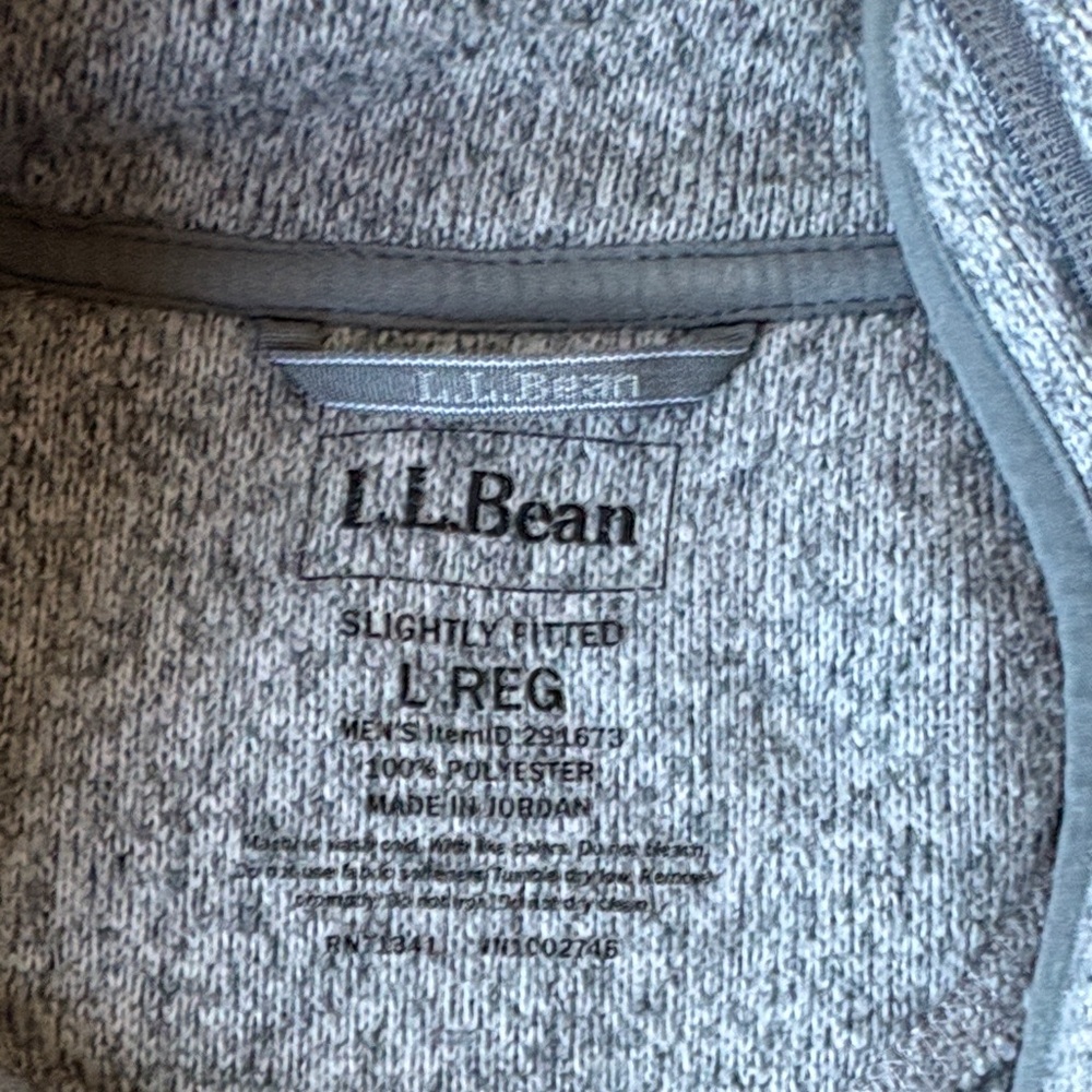 L.L. Bean Men's Heather Gray Zip-Up Sweater